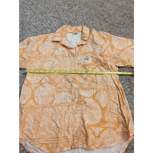 iLio Men's Button Up Shirt Orange White Pattern Short Sleeve Size S - Picture 4 of 5
